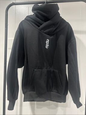 Black Hoodie with White Gothic 'P' Logo FLEECE NWT